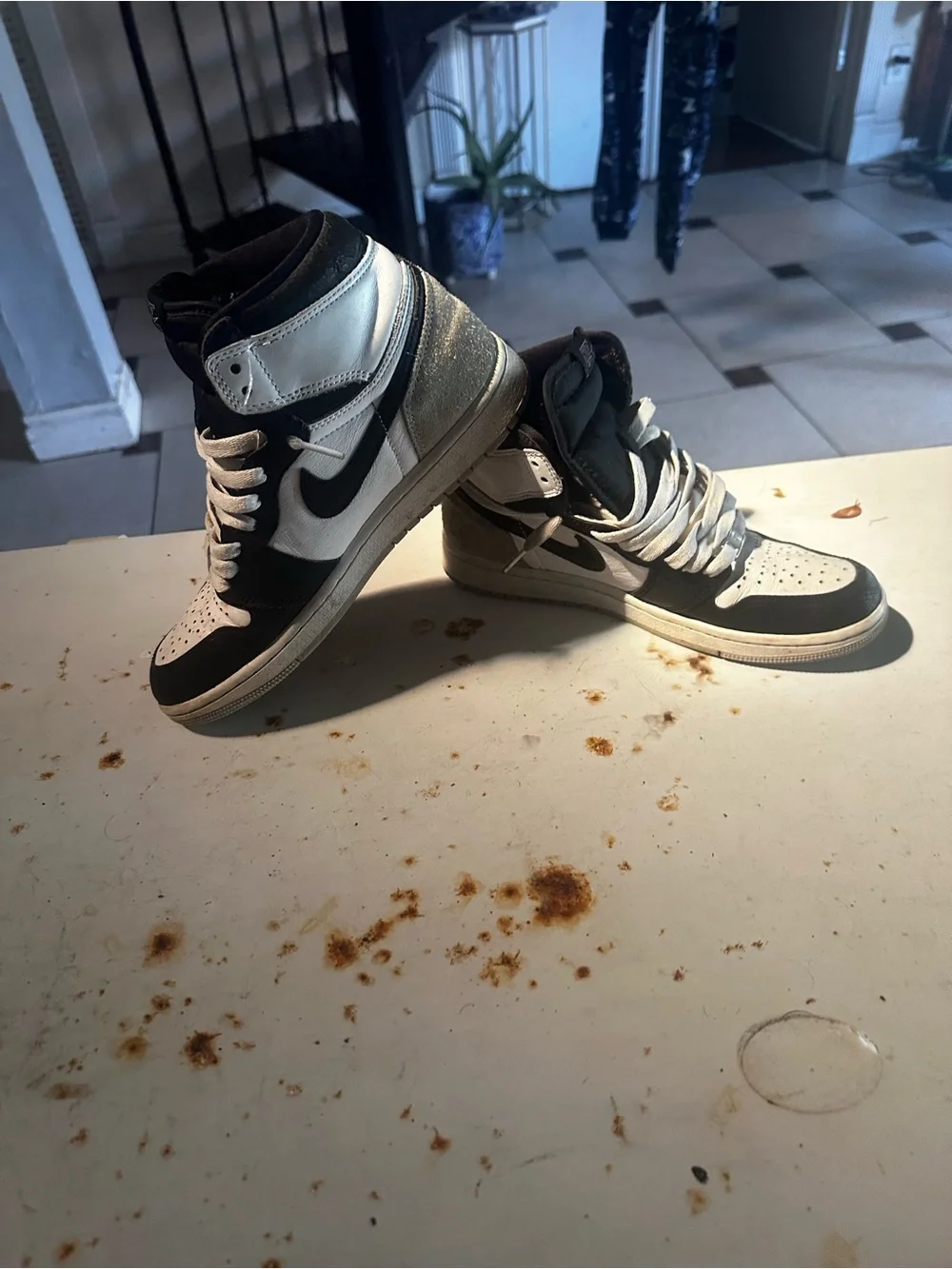 Nike Jordan 1 High-Top Sneakers Black White Grey